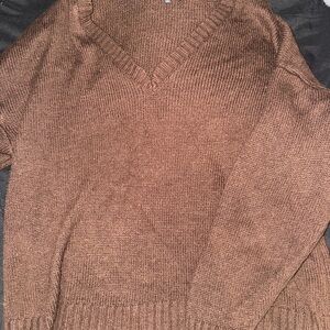Women’s Brown V-Neck Sweater